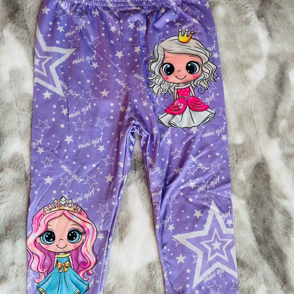 PatPat Starry Princess Kids Leggings - Purple